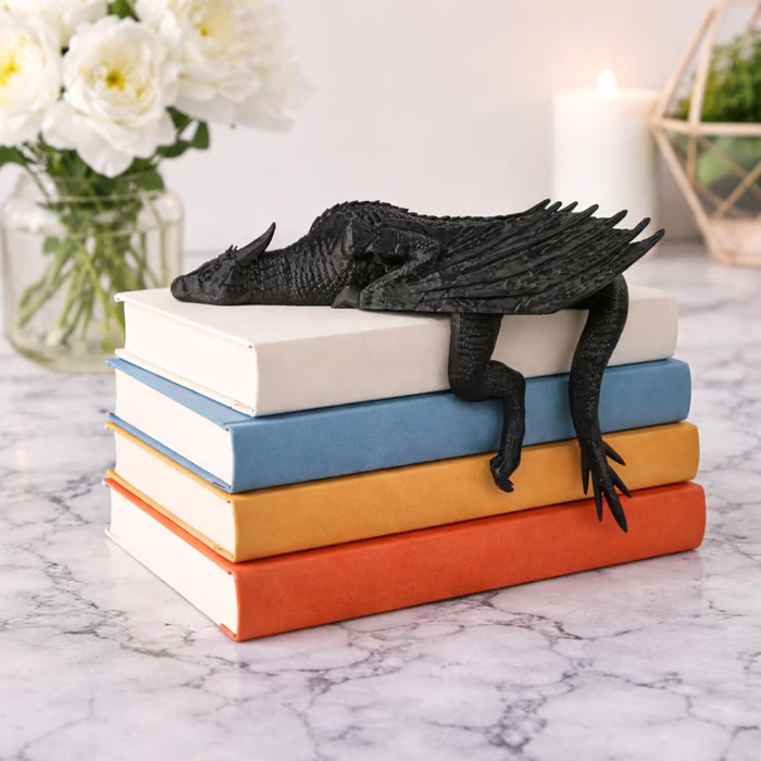 🐉 Sleeping Dragon Bookshelf Decor