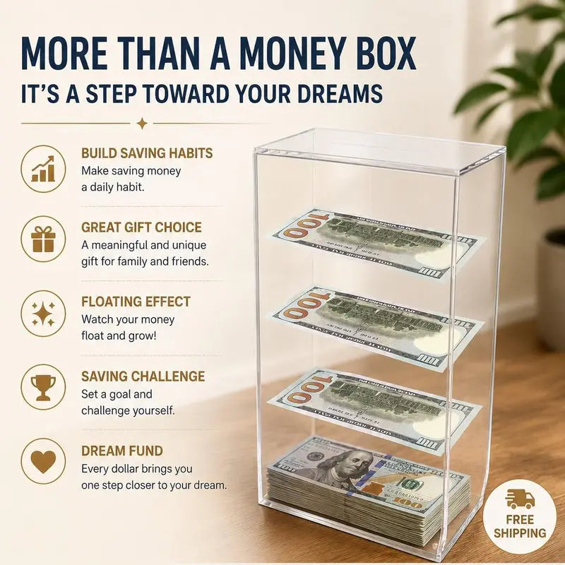 💵Acrylic Floating Money Display Box – Creative Banknote Holder & Gift Decor🎁