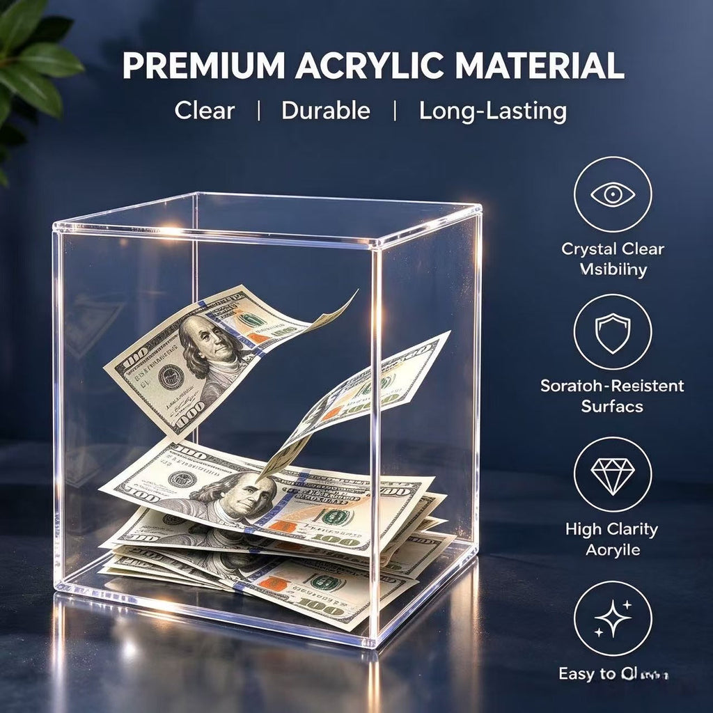 💵Acrylic Floating Money Display Box – Creative Banknote Holder & Gift Decor🎁
