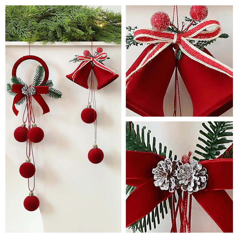 Flocked Red Christmas Bell Ornament