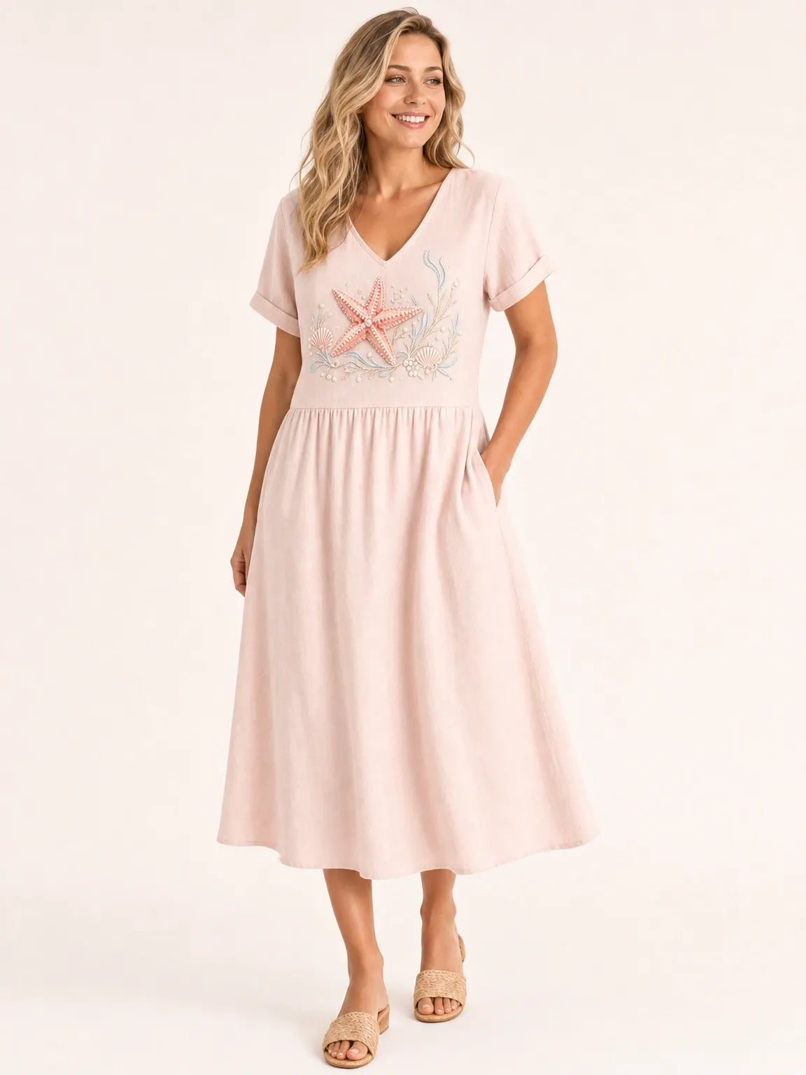 Women's Ocean Series Mid-Length Dress (with Pockets)