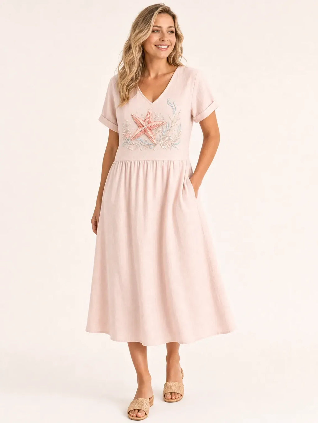Women's Ocean Series Mid-Length Dress (with Pockets)