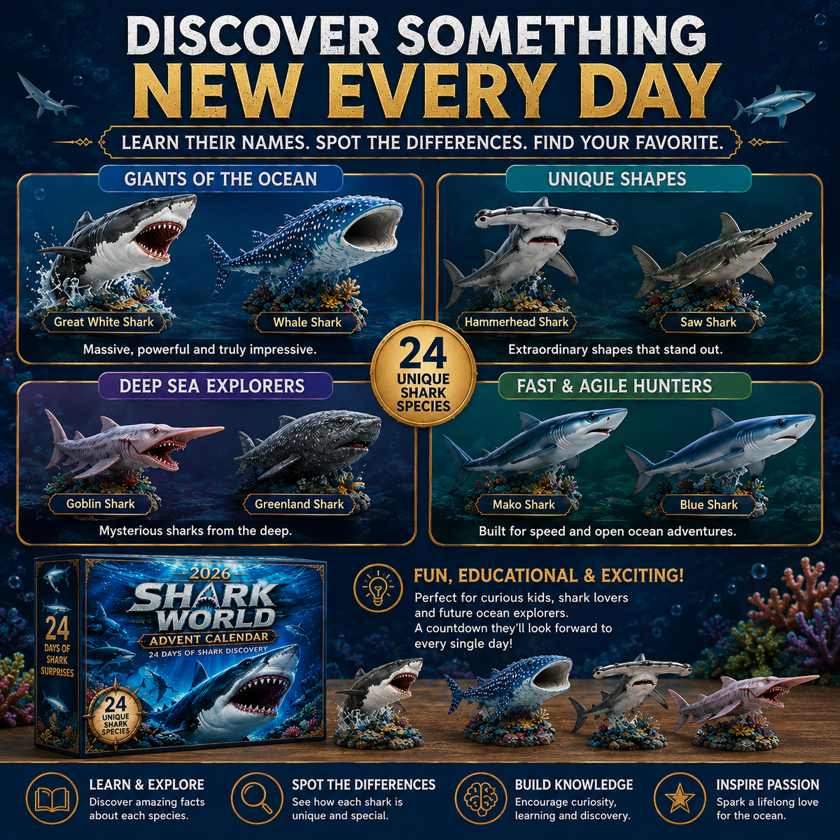 🔥49% Off Today Only-2026 Shark World AdventCalendar