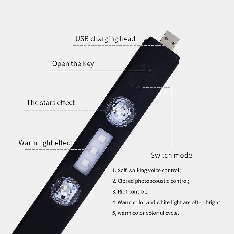 Multicolor Sound-Activated Wireless Car Interior Ambient Lights
