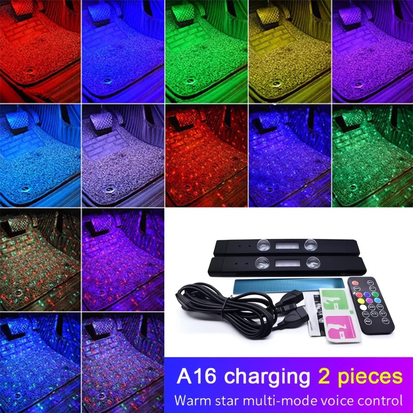 Multicolor Sound-Activated Wireless Car Interior Ambient Lights