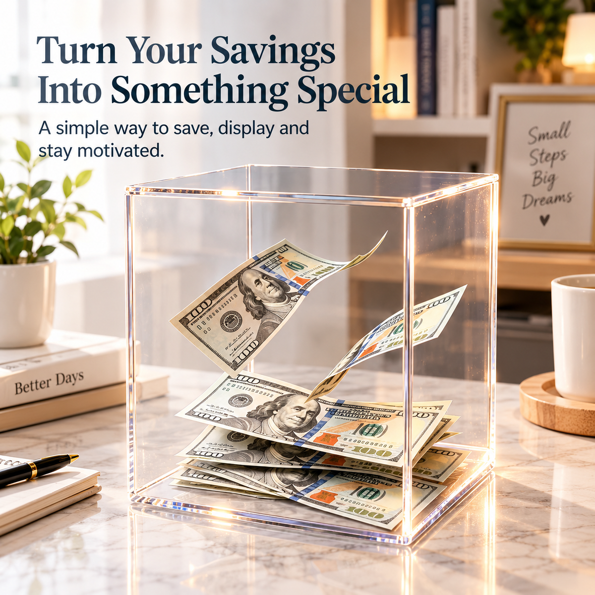 💵Acrylic Floating Money Display Box – Creative Banknote Holder & Gift Decor🎁