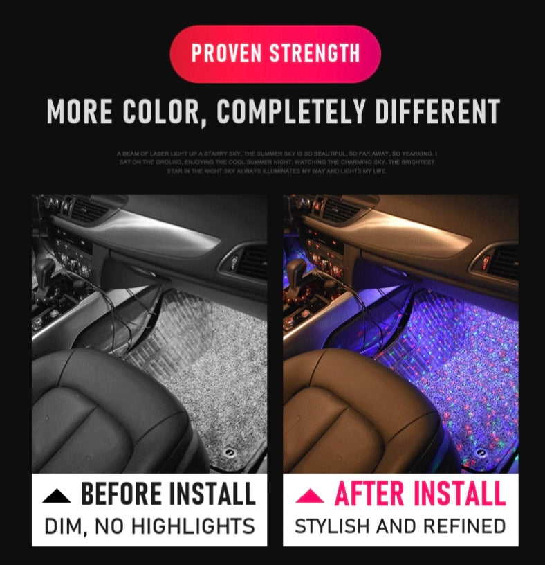 Multicolor Sound-Activated Wireless Car Interior Ambient Lights
