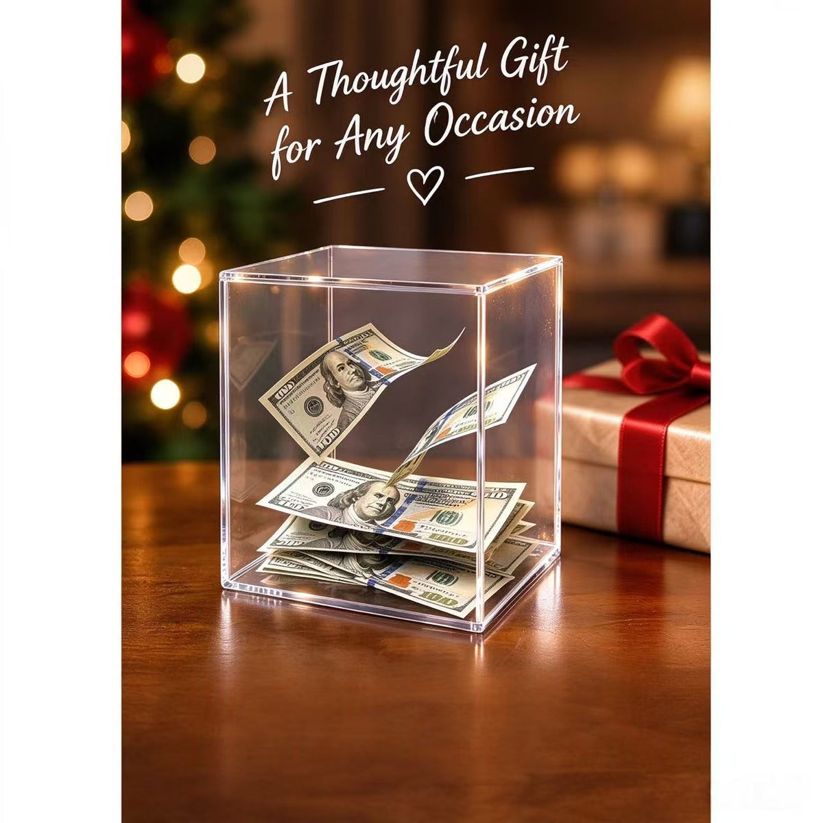💵Acrylic Floating Money Display Box – Creative Banknote Holder & Gift Decor🎁