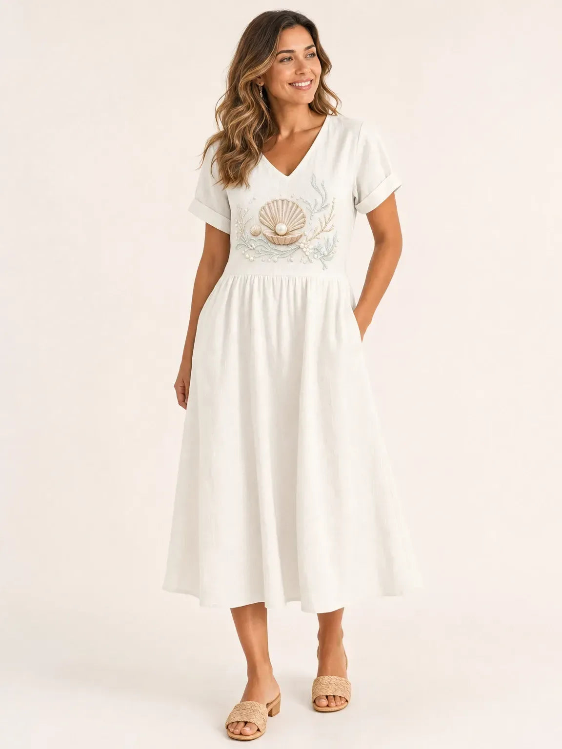 Women's Ocean Series Mid-Length Dress (with Pockets)
