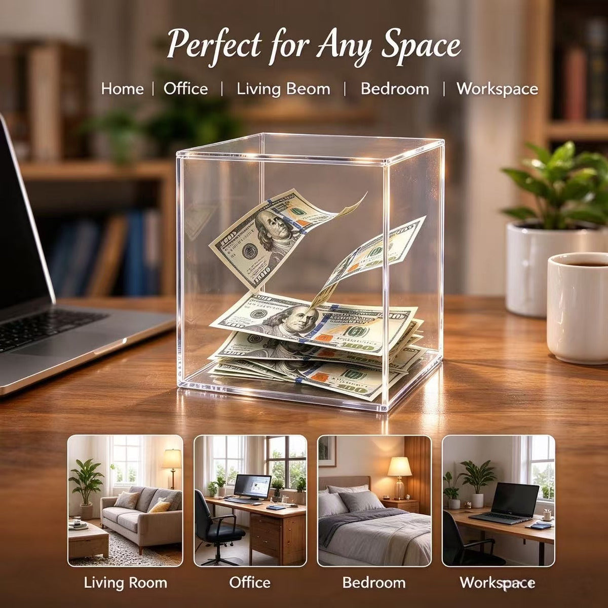 💵Acrylic Floating Money Display Box – Creative Banknote Holder & Gift Decor🎁
