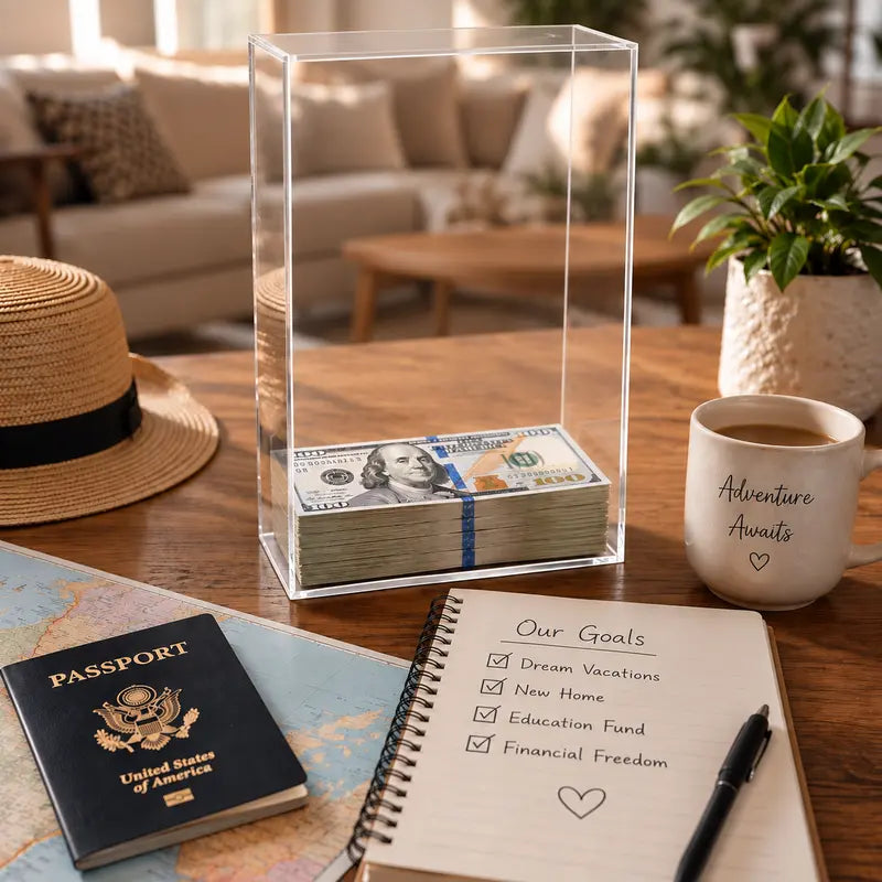 💵Acrylic Floating Money Display Box – Creative Banknote Holder & Gift Decor🎁