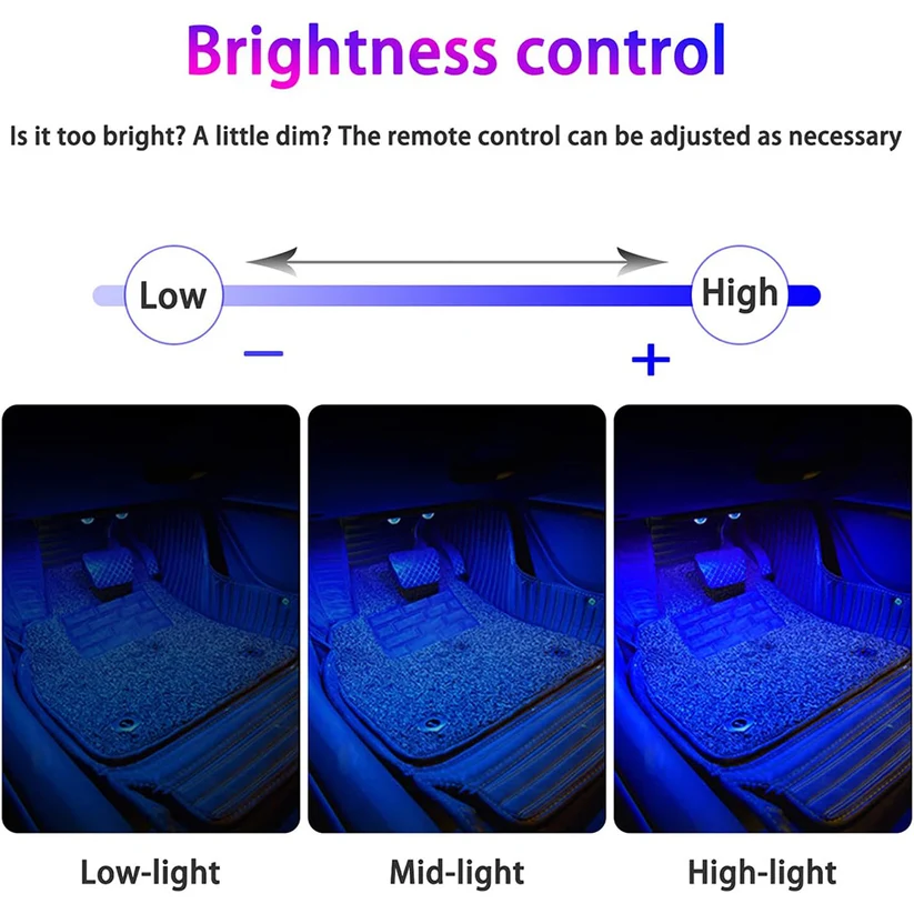 Multicolor Sound-Activated Wireless Car Interior Ambient Lights