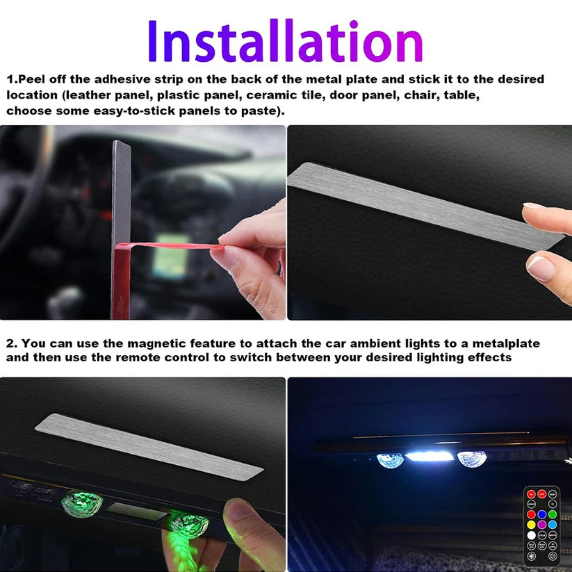 Multicolor Sound-Activated Wireless Car Interior Ambient Lights